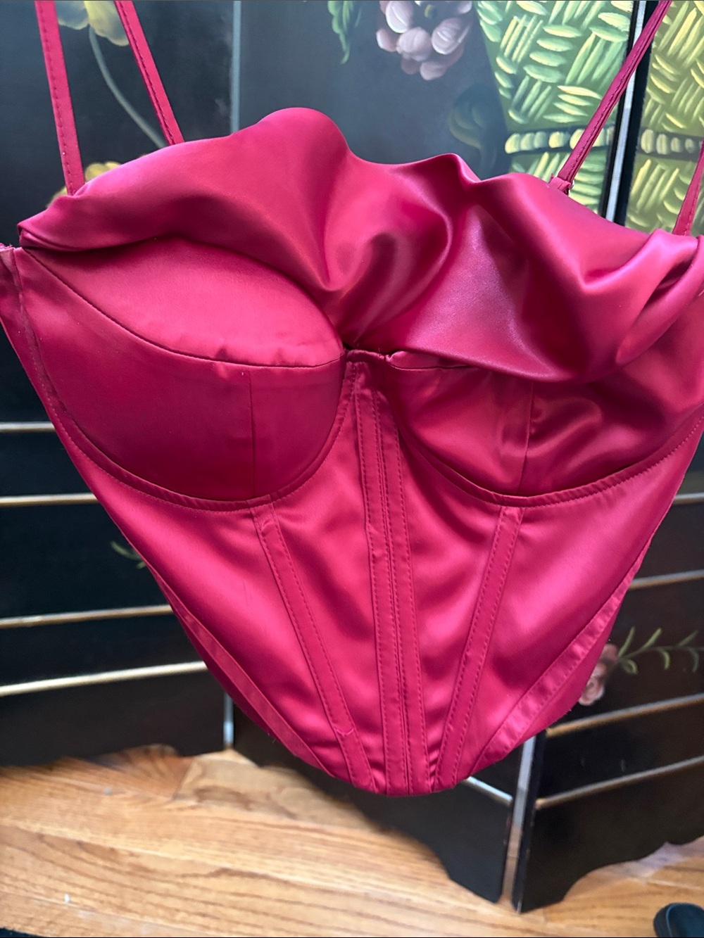 Amazon Satin Bustier Camisole in Deep Raspberry